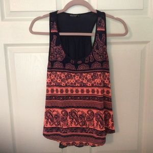 Julie’s closet Navy and orange top bow in the back size medium